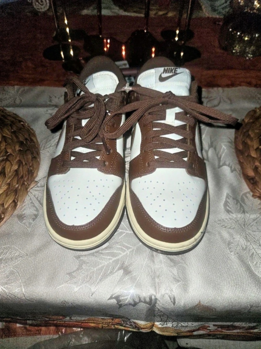 Nike Dunk Low Sneakers Brown & White US 7.5 Like New